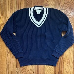 Vintage Banana Republic 100% Navy White Cotton Cricket Sweater Women’s Medium